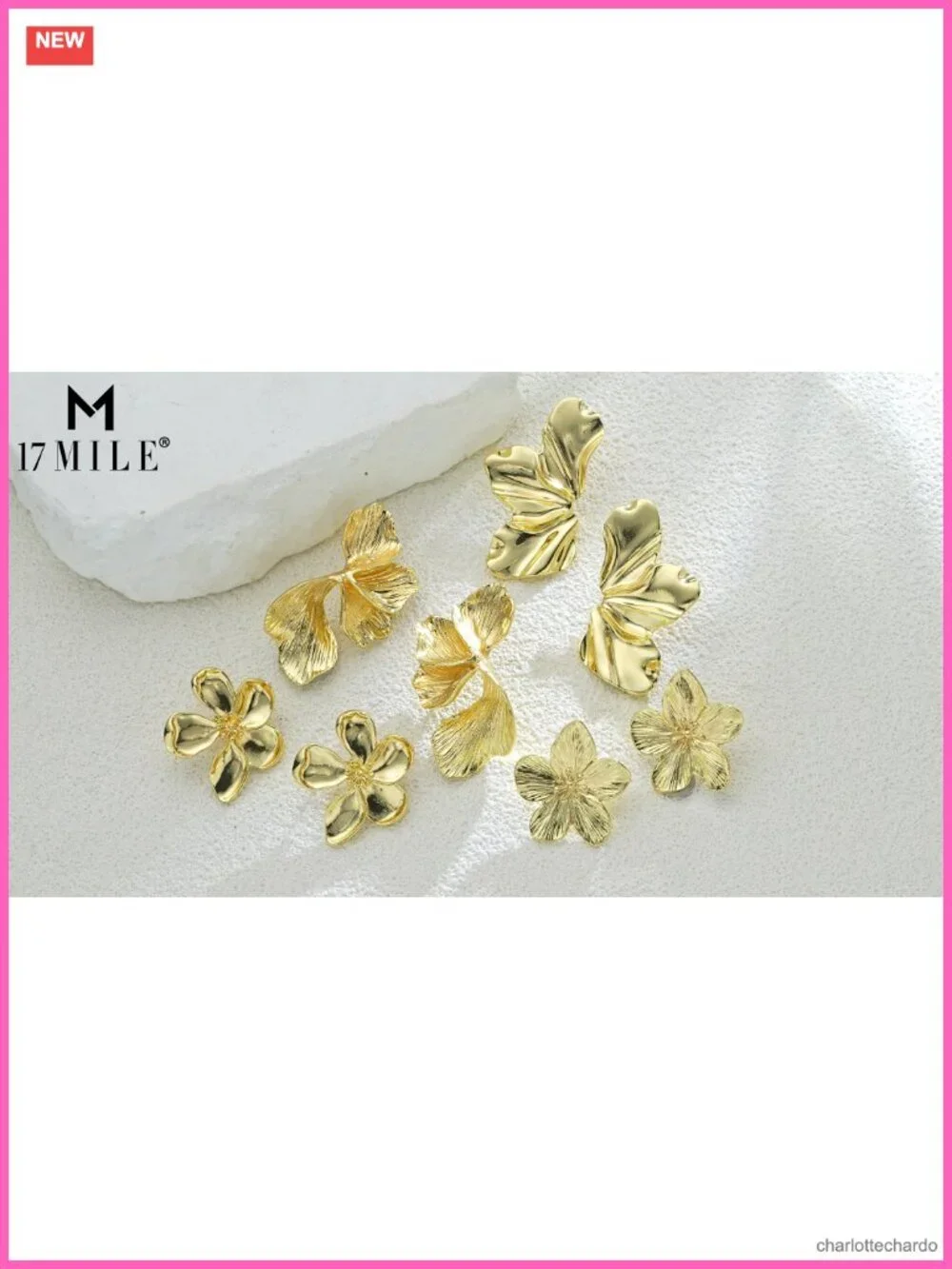 Gold Plated Statement Flower Drop Earrings for Women, Bohemian Floral 3D Design